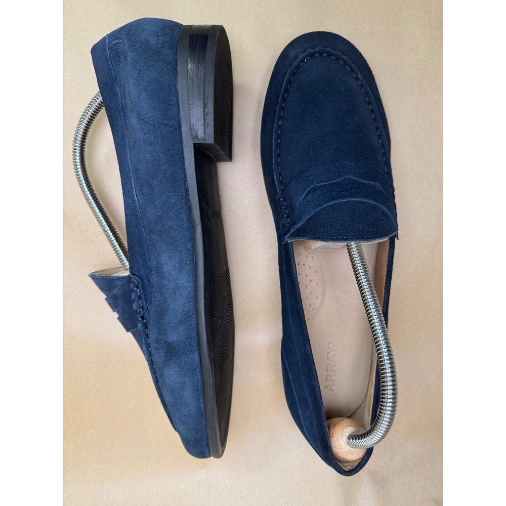 Array Womens Navy Blue Suede Penny Loafers Size 12W Leather Upper 1185920-4-1